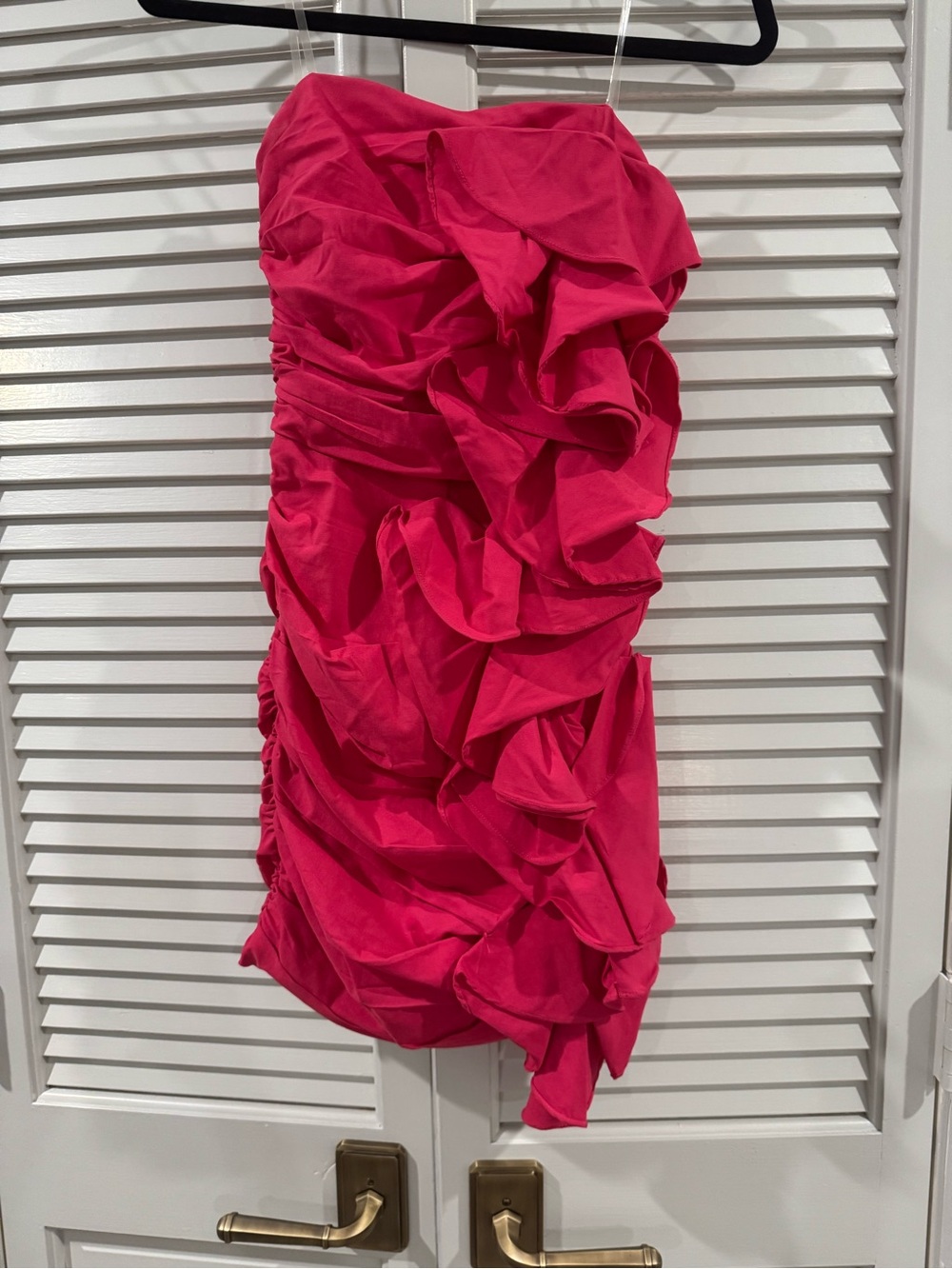 DO+BE Strapless Ruffle Dress in Hot Pink